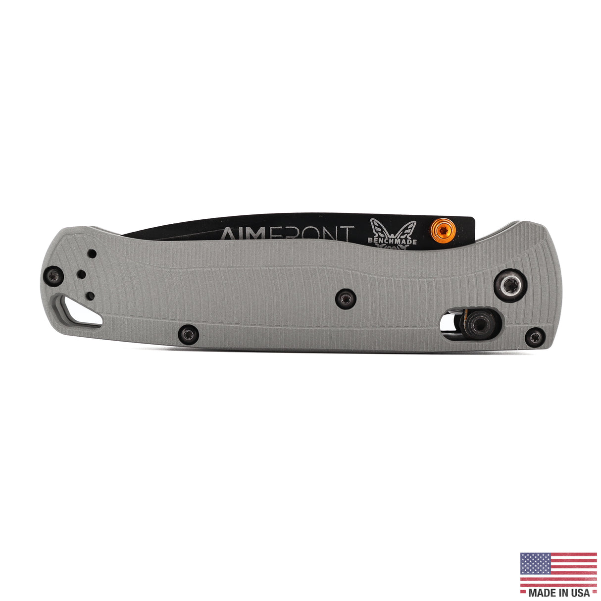 Benchmade Bugout 535 aluminum scale, Stone Gray anodize, Flow Path pattern