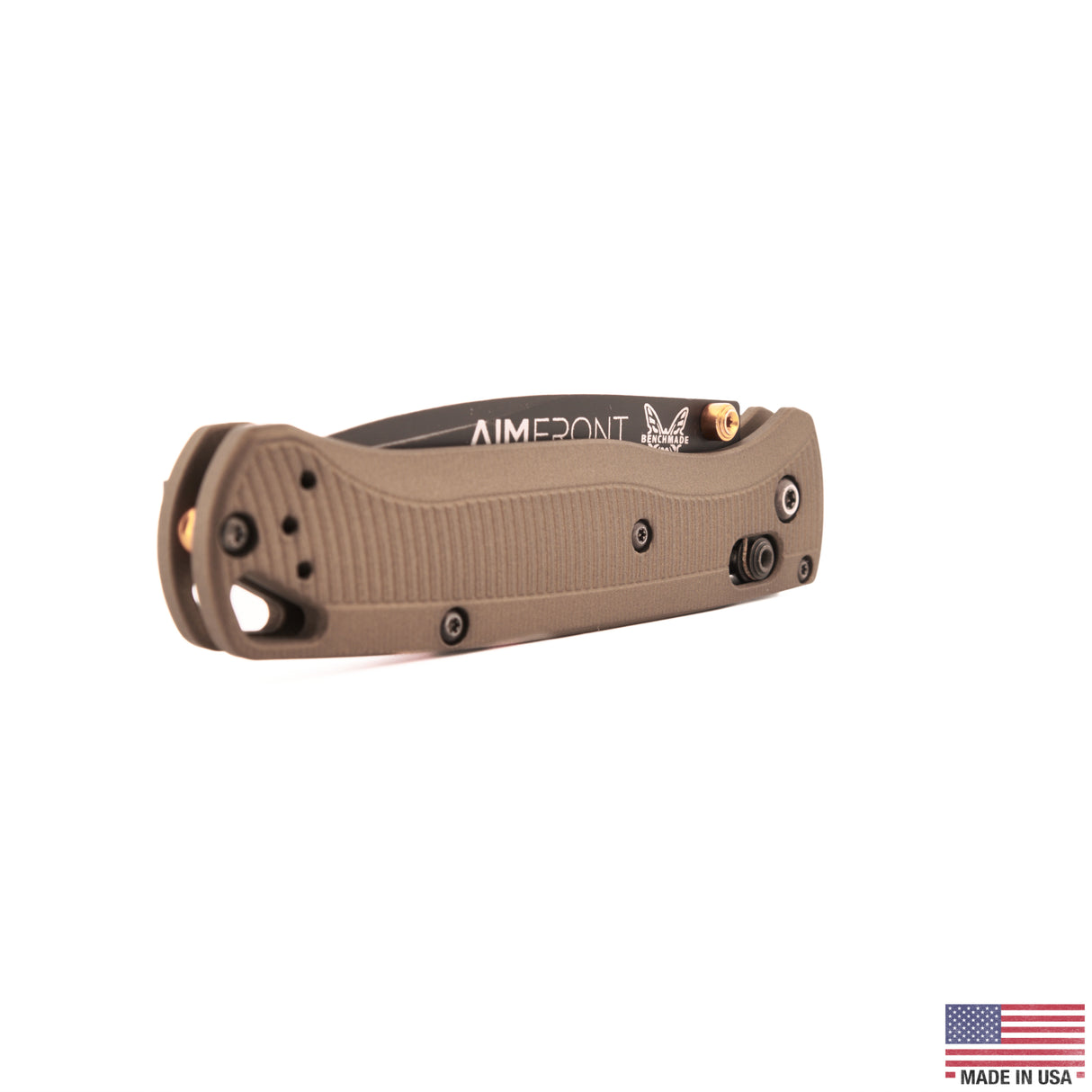 Aimfront Burnt Bronze Cerakote Flow Path aluminum scales for Benchmade Bugout 535 - reverse side product photo