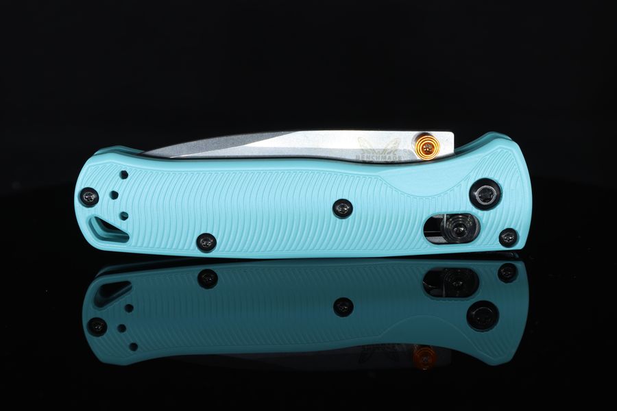 Benchmade Mini Bugout 533 aluminum scale, Cerakote in Robin's Egg Blue