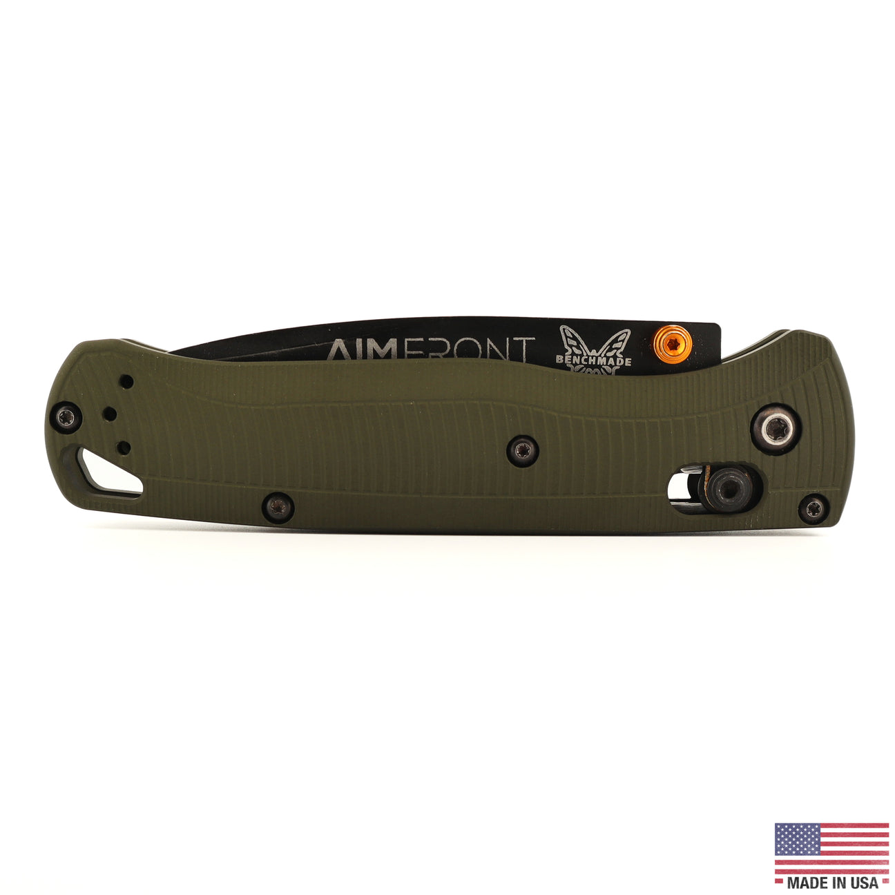 Benchmade Bugout 535 aluminum scale, Olive Drab anodize, Flow Path pattern