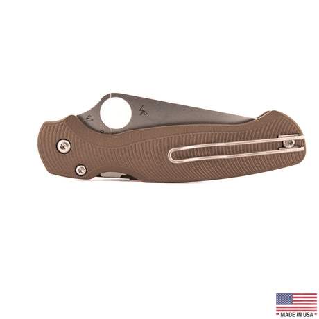 Aimfront Burnt Bronze Cerakote Flow Path aluminum scales for Spyderco Para 2 Lightweight - angled detail product photo