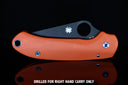 Spyderco Para 3 C223 aluminum scale, Hunter Orange Cerakote, Flow Path pattern