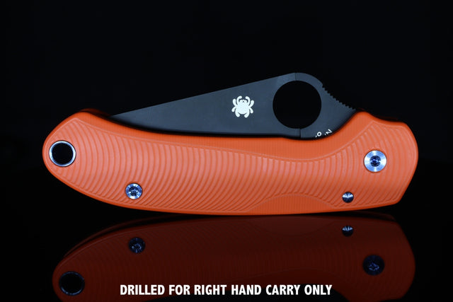 Spyderco Para 3 aluminum scale, Hunter Orange Cerakote