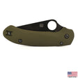 Spyderco Para 3 LW aluminum scale, Type III hardcoat anodize in Olive Drab, Flow Path pattern