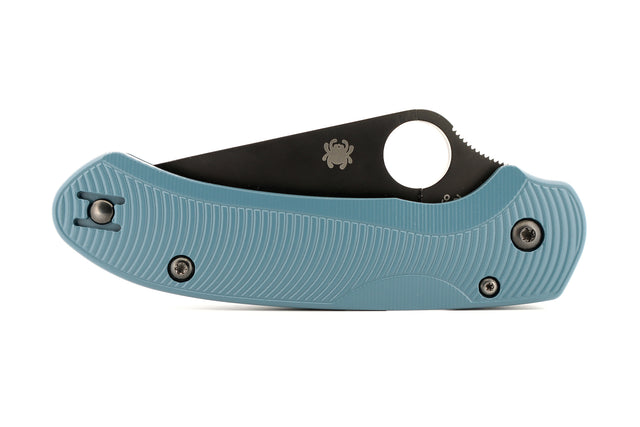 Spyderco Para 3 LW aluminum scale, Cerakote in Civil Defense Blue