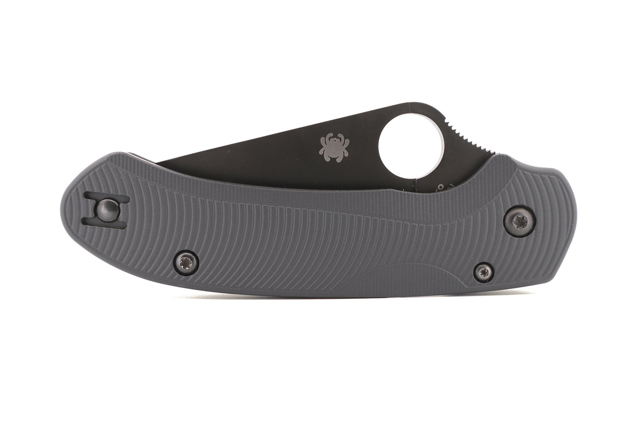 Spyderco Para 3 LW C223 aluminum scale, Sniper Grey Cerakote, Flow Path pattern